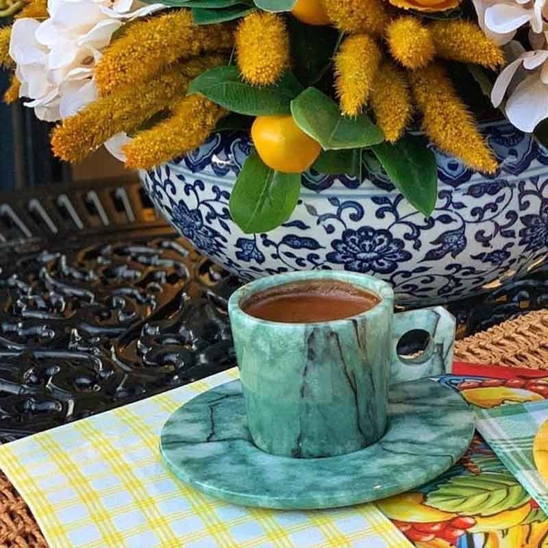 Mermer Espresso Fincanı/ Yeşil
