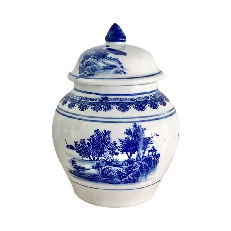 Bleu Blanc Manzara Desenli Küp 18cm