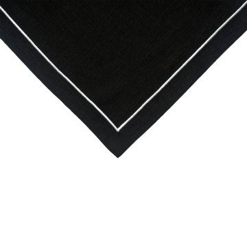 Divina Pikolu Black Cloth Napkin Set of 2 Silver