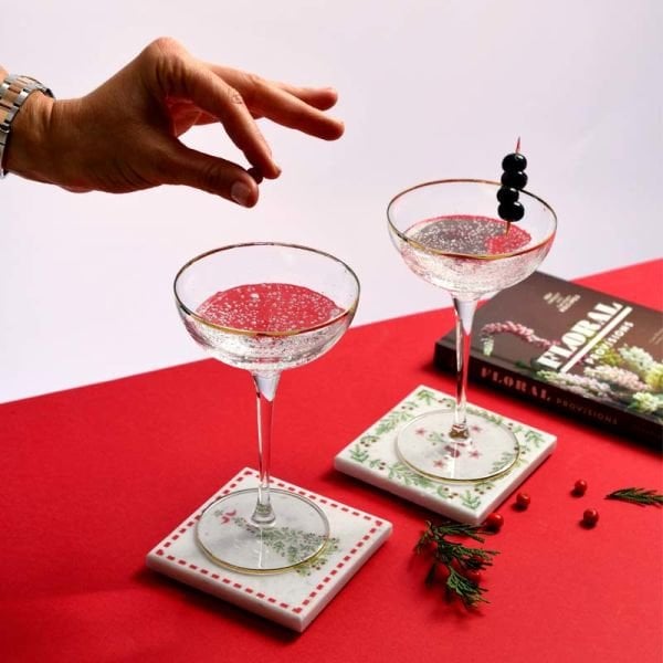 Merry Collection 4 lü Mermer Bardak Altlığı