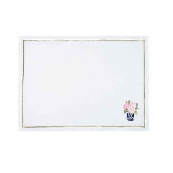 Floral Bleu Blanc Amerikan Servis Pembe 2'li set